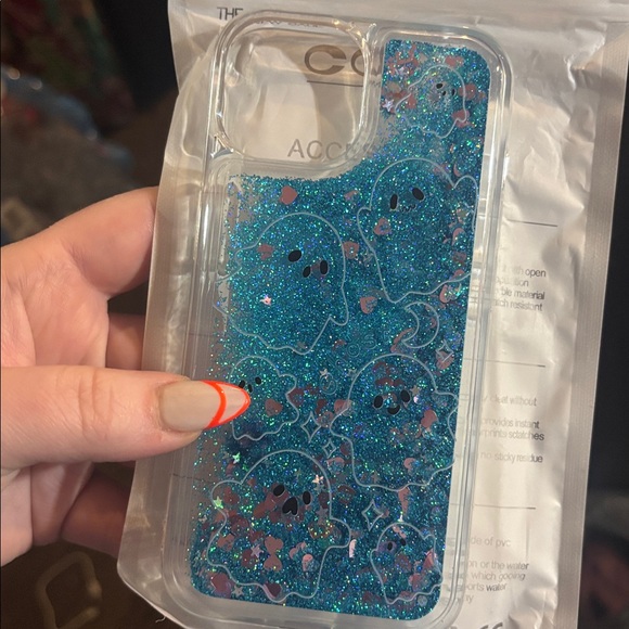 Blue Glitter Ghost IPhone 15 case - Picture 1 of 2